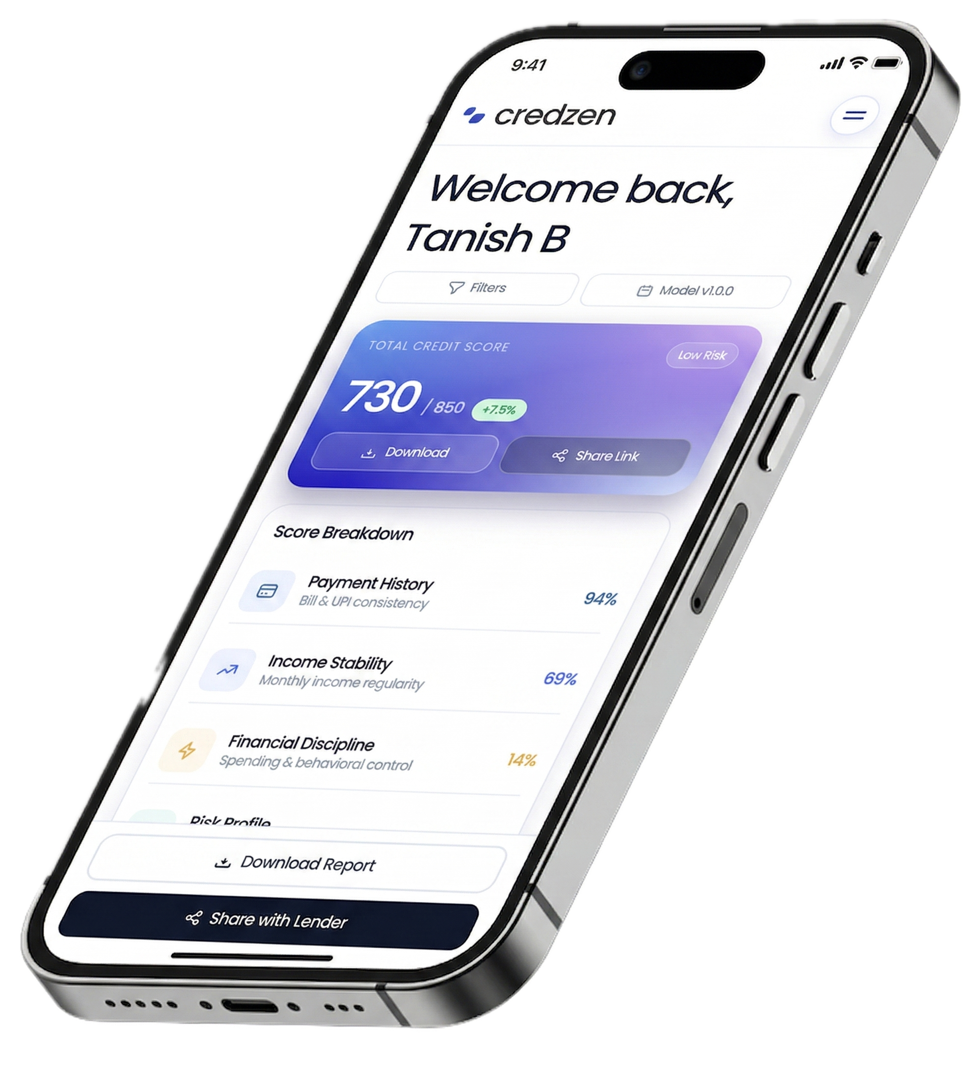 Placeholder phone mockup showing a finance app preview